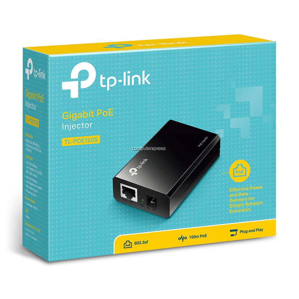 TPLink TLPoE150S PoE Injector Adapter (Support UTP cable up to 100